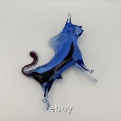 Verre d'art vintage taureau bleu violet style Murano années 1960/70
