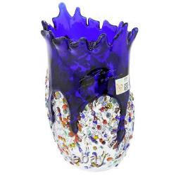 VerreDeVenise Vase en Verre d'Art Millefiori Spiky Bleu
