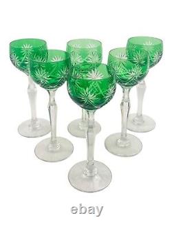 Verres à pied en cristal vert Vintage 1950 White Label F. Kisslinger Rattenberg