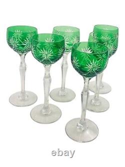 Verres à pied en cristal vert Vintage 1950 White Label F. Kisslinger Rattenberg