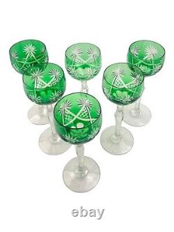 Verres à pied en cristal vert Vintage 1950 White Label F. Kisslinger Rattenberg