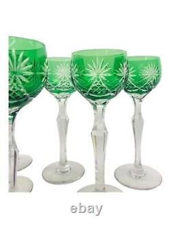 Verres à pied en cristal vert Vintage 1950 White Label F. Kisslinger Rattenberg