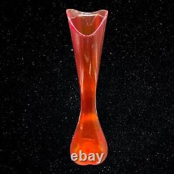 Vieille Gauche Japon Art Verre Orange Tall Swung Vase Tangerine 15t 3.5w