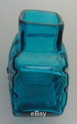 Vintage 1960 Whitefriars Baxter Kingfisher Blue Glass Art Sunburst Vase 9676