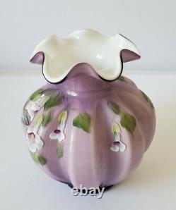 Vintage 2003 Vase En Verre D'art Fenton Swetbriar Plum Violet Superposition 7 Tall