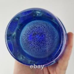 Vintage 20ème Siècle En Verre D'art Vase Beranek Style Bleu Knobbly 22.5cm Haute
