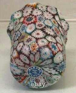 Vintage 3.6 En Verre De Murano Art Volantée Vase Avec Millefiori Made In Italy