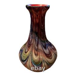 Vintage 70's Murano Art Glass Multi Colour Vase Declaration Pièce (carlo Moretti)