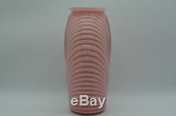 Vintage 80 De Anchor Hocking Glass Art Déco Rose Corail Nervuré Vase 12 3/4