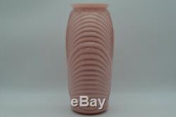 Vintage 80 De Anchor Hocking Glass Art Déco Rose Corail Nervuré Vase 12 3/4