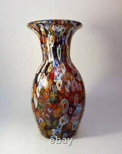 Vintage Années 1960 Fratelli Toso Millefiori Flowers Murano Art Glass Vase Collectable