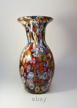 Vintage Années 1960 Fratelli Toso Millefiori Flowers Murano Art Glass Vase Collectable