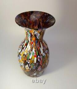 Vintage Années 1960 Fratelli Toso Millefiori Flowers Murano Art Glass Vase Collectable
