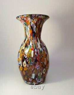 Vintage Années 1960 Fratelli Toso Millefiori Flowers Murano Art Glass Vase Collectable