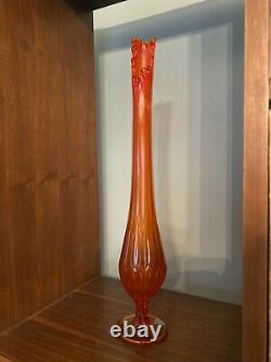 Vintage Bittersweet Orange Art Glass Slag Vase L. E. Smith Style Lot Of 3