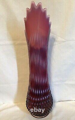 Vintage Fenton Art Verre Plume Opalescent Hobnail Swung Vase 267011