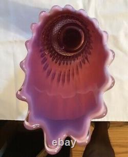 Vintage Fenton Art Verre Plume Opalescent Hobnail Swung Vase 267011