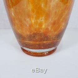 Vintage Grand 23.5cm Haut Monart Style Art Vase En Verre Orange Et Vert