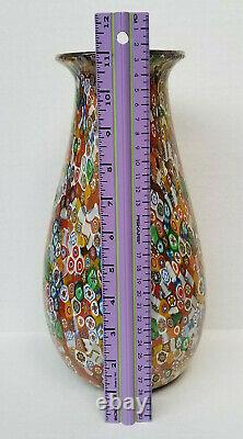 Vintage Grand Vénitien Italien Murano Millefiori Art Glass Vase