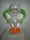 Vintage Kosta Boda Kjell Engman Swedish Art Glass Vase Femme Forme Orange Vert