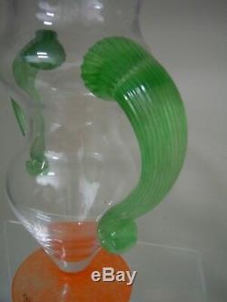 Vintage Kosta Boda Kjell Engman Swedish Art Glass Vase Femme Forme Orange Vert