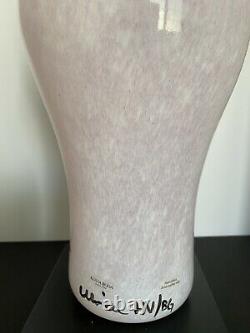 Vintage Kosta Boda Verre D'art Rose Esprits Ouverts Grand Vase 13 1/2, Signé Par Uhv