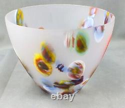 Vintage Millefiori Glass Art Étiré Fabriqué À La Main Grand Vase Bowl Frosté