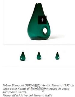 Vintage Murano Fulvio Bianconi Art Glass Vase Forato Pour Venini Labellisé