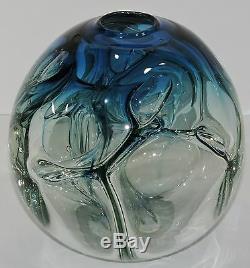 Vintage Paul Manners Stickman Studio Art Glass Vase Ocean Blue