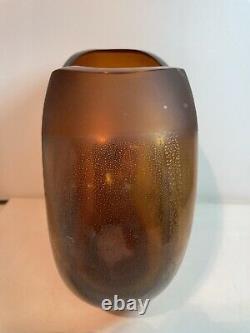 Vintage Seguso Murano Art Vase En Verre Miel Orange Scavo 9x11