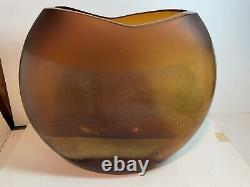 Vintage Seguso Murano Art Vase En Verre Miel Orange Scavo 9x11