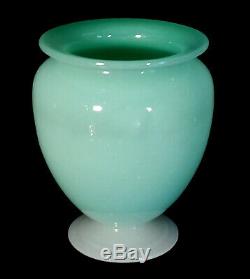 Vintage Steuben Carder Era Footed Art Glass Vase Vert Jade & # 938 Albâtre