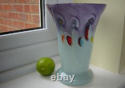 Vintage Vasart Strathearn Art Glass Vase Crieff Scotland Purple Lilas Bleu Pâle