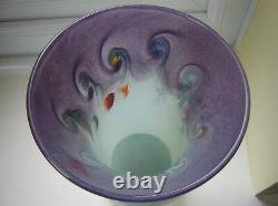 Vintage Vasart Strathearn Art Glass Vase Crieff Scotland Purple Lilas Bleu Pâle