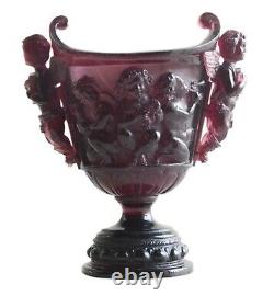 Vintage Vase Putti Figurines Daum Nancy Art Nouveau Verre Signé En 1890