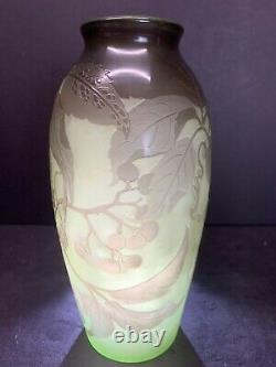 Vtg 19e C. Dargental Paul Nicolas Art Glass Nouveau Cameo Scenic Vase Rare