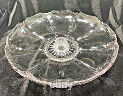 Vtg Duncan Miller Art Glass Clear 3 Piece Fruit Platter & Vase 16.75 in Epergne<br/><br/>Translation: Vtg Duncan Miller Art Glass Clair 3 Pièce Plateau de Fruits & Vase 16.75 po Epergne