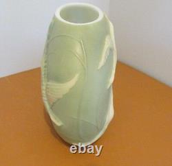 Vtg. Lg. Art Déco Phoenix Verre Sculptured Artware Oies Sculptured Artware Vase