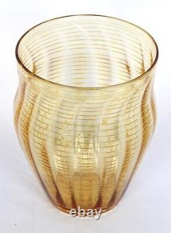 Whitefriars Amber Threaded Minoan Vase Verre Art Déco