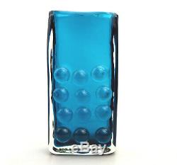 Whitefriars Art Glass Kingfisher Bleu Téléphone Portable Vase Geoffrey Baxter C. 1969