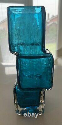 Whitefriars Glass Drunken Bricklayer Vase Art Glass. Kingfisher Bleu