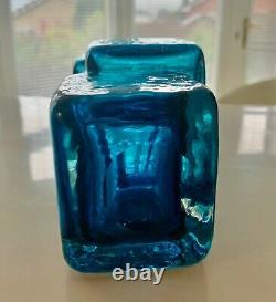 Whitefriars Glass Drunken Bricklayer Vase Art Glass. Kingfisher Bleu