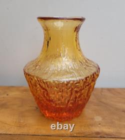 Whitefriars Pot En Verre Vase Texturé Ambre Dorée C1960s Geoffrey Baxter