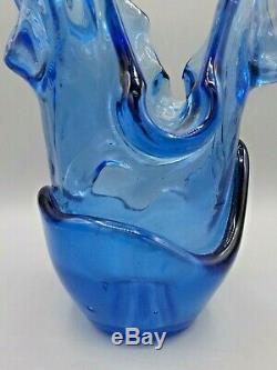 XL Feu Et Lumière Bleu Cobalt Vase Splash 11.5 Verre Recyclé Art Exe
